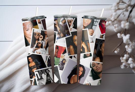 Aaliyah Photo Collage Tumbler