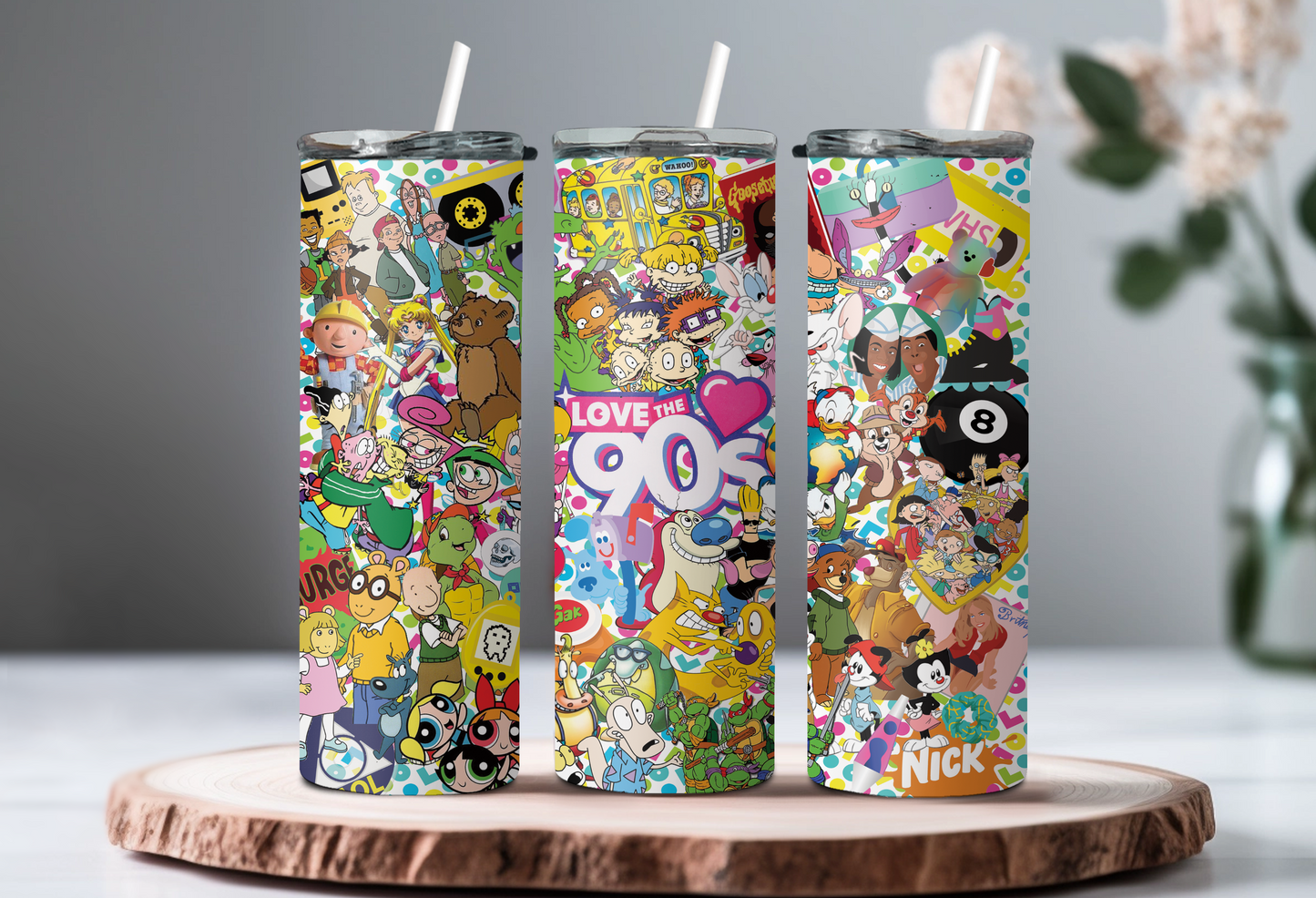 I Love The 90's Retro Skinny Tumbler