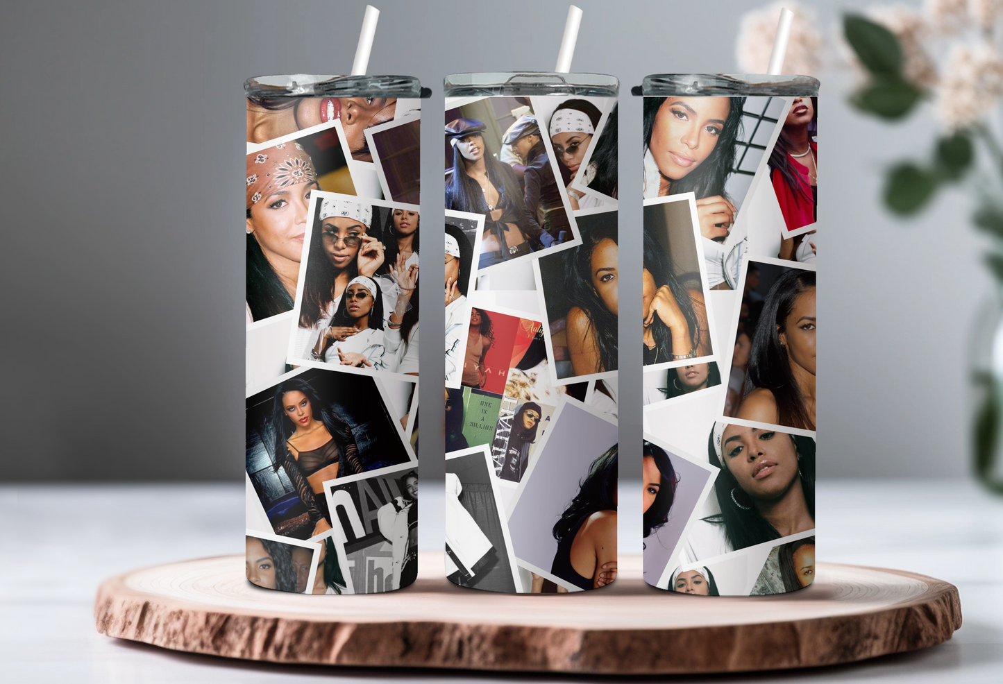 Aaliyah Photo Collage Tumbler